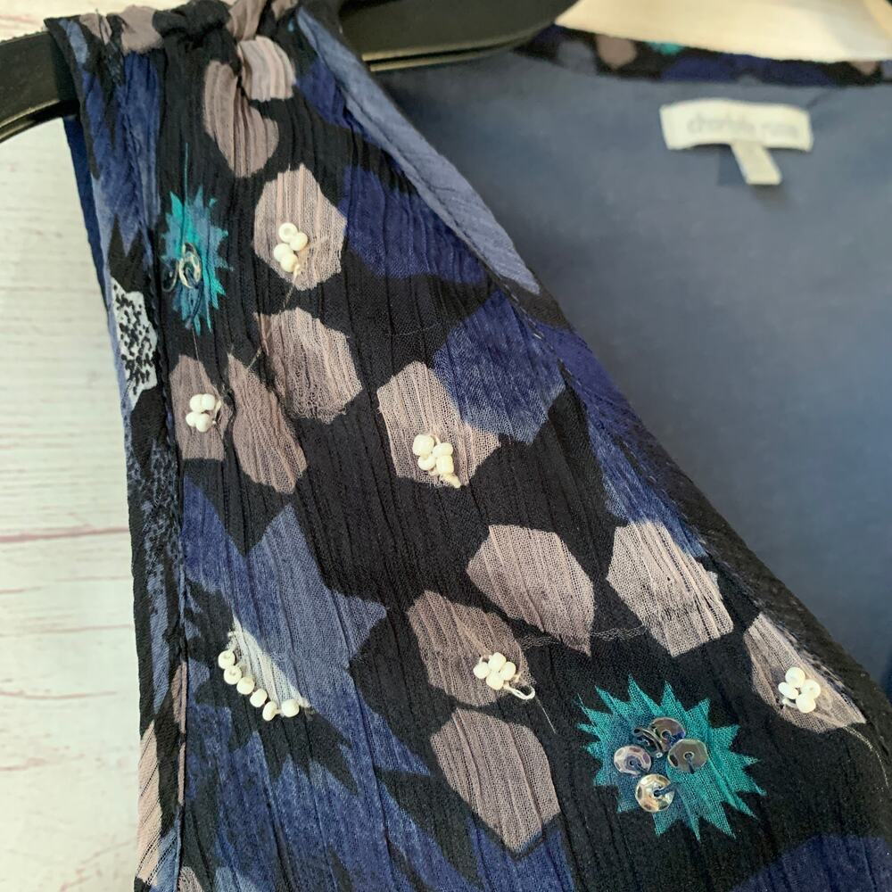 Charlotte Russe Blue Tunic Blouse or Dress Sleeveless Retro Y2K Sequins Size M - Picture 9 of 16